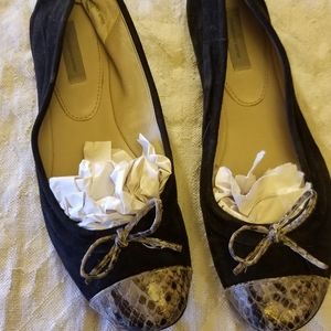 CLASSIQUES ENTIER NORDSTROM BLK SNAKE SUEDE FLATS